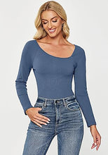 LUVAMIA Fitted Long Sleeve Slim Women Y2K Shirts Raglan Mega Stretch Top Blouses
