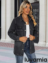 luvamia 2025 Jean Jackets for Women Fashion Oversized Button Down Denim Jacket Western Fall Shacket Jacket with Pockets