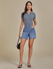 Women's Denim Mid Waist Shorts Regular Fit Summer Pocket Walkshorts