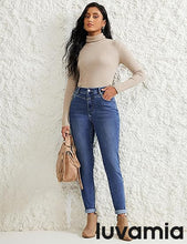luvamia Skinny Jeans for Women Thin Fleece Lined High Waisted Front Yoke Fall Thermal Stretchy Denim Pants Warm Jeggings