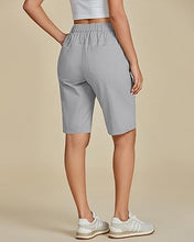 LUVAMIA Bermuda Shorts for Women's Knee Length Casual Lightweight Breathable Summer High Waisted Knee Length Shorts