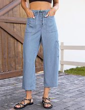 luvamia FleXclusive Barrel Jeans for Women Trendy Wide Leg High Rise Baggy Pull On Elastic Waist Button Fly Drawstring Denim Pants