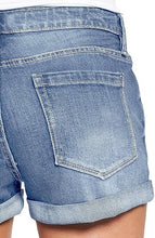 luvamia Women's Casual Ripped Denim Shorts Mid Rise Stretch Folded Hem Short Jeans