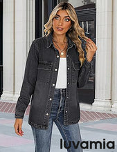 luvamia 2025 Jean Jackets for Women Fashion Oversized Button Down Denim Jacket Western Fall Shacket Jacket with Pockets