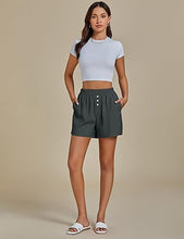 2025 Women's Relaxed Lightweight Shorts with Elastic Waistband and Front Button