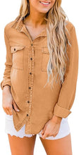 luvamia Women Chambray Jean Western Shirts Long Sleeve Button Down Denim Shirt Tops