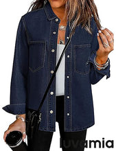 LUVAMIA Women's Relaxed Fit  Denim Slim Regular Pocket Jean Jacket Coat