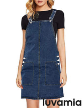 luvamia Women's Casual Straps Denim Overall Pinafore Dress with Pocket