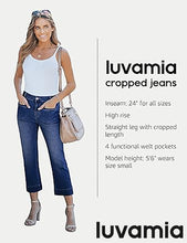 luvamia Capri Jeans for Women High Waisted Slim Straight Stretchy Denim Capris Pants Welt Pockets Casual Cropped Jeans