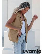 Women's Lapel Sleeveless Business Casual Moderate Cardigan With Pocket