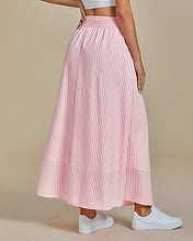 LUVAMIA Women's Summer Long Lightweight Flowy Skirt Stripe Maxi Fashion