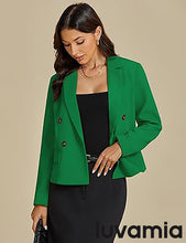LUVAMIA Women Suit Jacket Double-Breasted Business Casual Long Sleeve Suiting Blazers