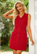 luvamia Women's Casual V Neck Sleeveless Jeans Button Down Denim Short Dress