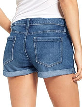 luvamia Women's Ripped Denim Jean Shorts Mid Rise Stretchy Folded Hem Short Jeans