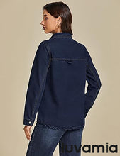 LUVAMIA Women's Relaxed Fit  Denim Slim Regular Pocket Jean Jacket Coat