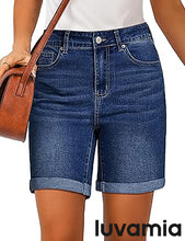 2025 Women's Casual Denim High Waist Pants Shorts Straight Leg Stretch Jeans