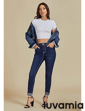 LUVAMIA Women's Full Length High Waist Skinny Fit Denim Slight Stretch Slim Jeans