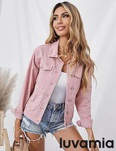 luvamia Women's Basic Button Down Stretch Fitted Long Sleeves Denim Jean Jacket