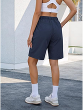 luvamia Hiking Shorts for Women Bermuda Knee Length Cargo Pull On Quick Dry Elastic Waist Sport 9'' Inseam Long Shorts