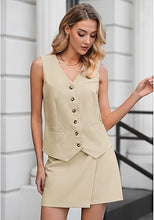 LUVAMIA Women's Business Vest Suit Set Sleeveless Blazer Skirt Outfit Workwear Matching