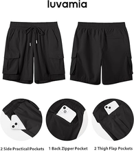 luvamia Hiking Shorts for Women High Waisted Pull On Cargo Casual Golf Water Resistant 7 Inch Inseam Mid Thigh Shorts