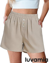 2025 Women's Relaxed Lightweight Shorts with Elastic Waistband and Front Button