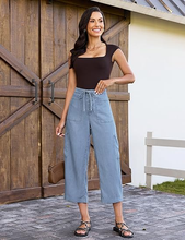luvamia FleXclusive Barrel Jeans for Women Trendy Wide Leg High Rise Baggy Pull On Elastic Waist Button Fly Drawstring Denim Pants