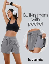 LUVAMIA Women's Active Breathable High Waisted Regular Relaxed Fit Shorts Skort.