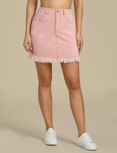 luvamia Women's Casual Mid Waisted Washed Frayed Pockets Denim Jean Short Skirt