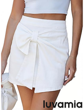 luvamia Jean Skorts for Woman High Rise Mini Skirt Bow Short Stretch Denim Skirts with Shorts Underneath Country Concert