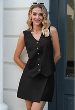 LUVAMIA Women's Business Vest Suit Set Sleeveless Blazer Skirt Outfit Workwear Matching