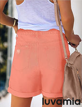 luvamia Women's Casual Ripped Denim Shorts High Rise Distressed Rolled Hem Jeans Shorts