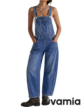 luvamia FleXclusive Denim Overalls for Women Barrel Leg Baggy Loose Fit Bib Stretchy Jean Jumpsuit Adjustable Strap Casual Overall