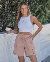luvamia Hiking Shorts for Women High Waisted Pull On Cargo Casual Golf Water Resistant 7 Inch Inseam Mid Thigh Shorts