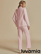 LUVAMIA Women's Blazer Set Business Casual Full Fit Blazer Jackets and Straight Pant Suits with Pockets