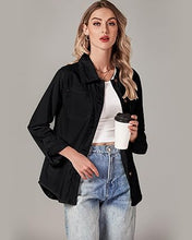 LUVAMIA Denim Jackets for Women Trendy Long Sleeve Button Down Shirt Jacket with Pocket