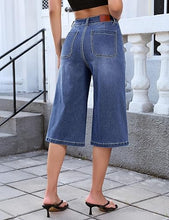 luvamia FleXclusive Capri Jeans for Women Wide Leg Trendy High Waisted Casual Summer Stretchy Denim Culottes Capri Pants with Pocket
