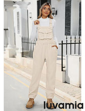 Women's No Stretch Adjustable Fleece Overalls Casual Jumpsuits With Pockets