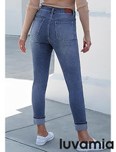 LUVAMIA Women's Full Length High Waist Skinny Fit Denim Slight Stretch Slim Jeans