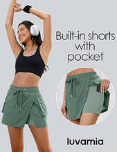 LUVAMIA Women's Active Breathable High Waisted Regular Relaxed Fit Shorts Skort.