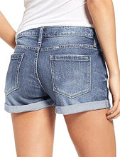 luvamia Women's Casual Ripped Denim Shorts Mid Rise Stretch Folded Hem Short Jeans