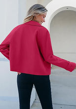 luvamia Cropped Trench Coat for Women Long Sleeve Double Breasted Notched Lapel Casual Loose Fit Jackets with Pockets