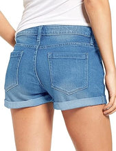 luvamia Women's Ripped Denim Jean Shorts Mid Rise Stretchy Folded Hem Short Jeans