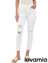 luvamia FleXclusive  Cropped Jeans for Women Skinny Trendy High Waisted Distressed Ripped Stretchy Denim Pants Destroyed Jeggings