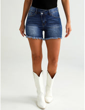 luvamia Jean Shorts for Women High Wasited Trendy Stretchy Crossover Wasit Denim Shorts Raw Hem Casual Summer Pockets