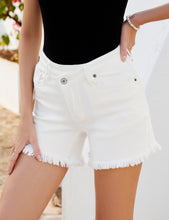 luvamia Jean Shorts for Women High Wasited Trendy Stretchy Crossover Wasit Denim Shorts Raw Hem Casual Summer Pockets