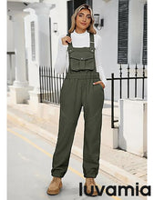 Women's No Stretch Adjustable Fleece Overalls Casual Jumpsuits With Pockets