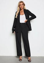 luvamia 2 Piece Outfits for Women Dressy Blazer Jackets High Waisted Straight Leg Pants Suits Set Business Casual Office