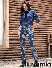 luvamia Straight Leg Jeans for Women Floral Printed High Waisted Trendy Cute Vintage Stretchy Denim Pants Boho Jeans
