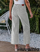 luvamia Stripe High Waist Wide Leg Jeans for Women